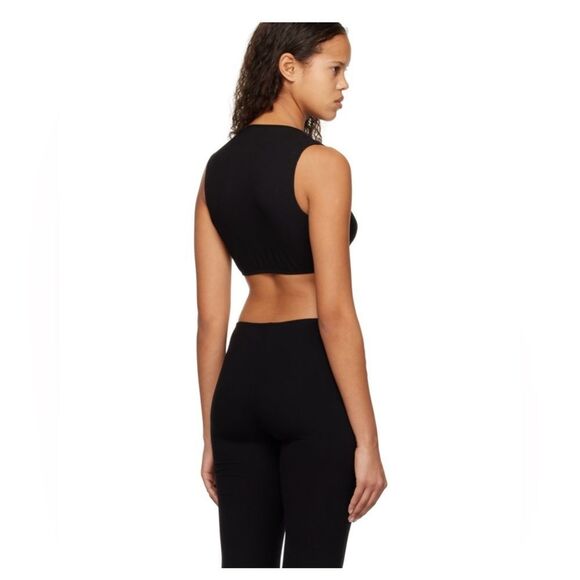 Skims Black Soft Lounge Tie‎ Front Crop in Onyx -4X - Picture 2 of 3